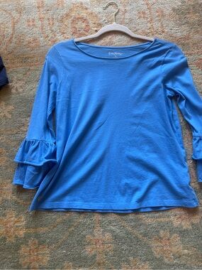 Girl’s Lilly Pulitzer Bright Blue Ruffle 3/4  Sleeve Tee size XL (12-14)